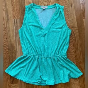 Teal peplum tank top with polka little dots